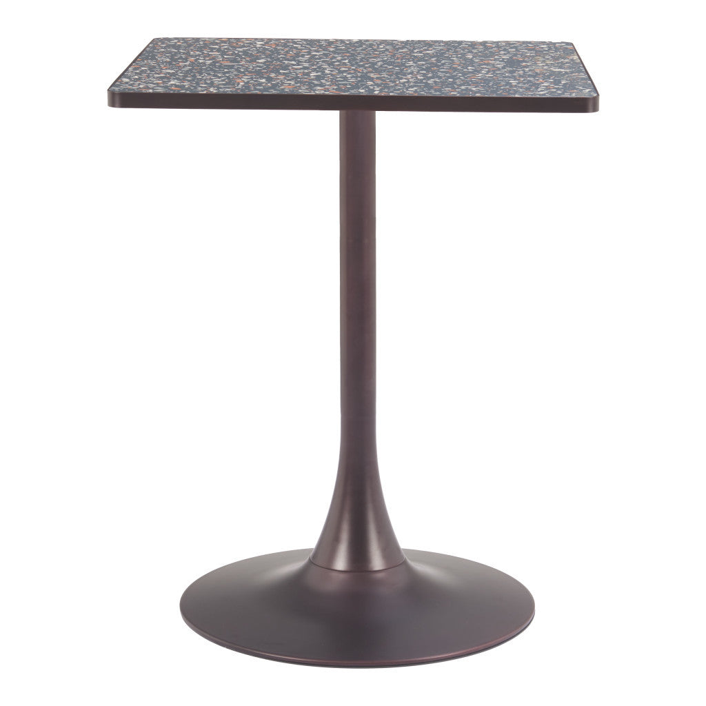 24" Black Steel Pedestal Base Square Dining Table