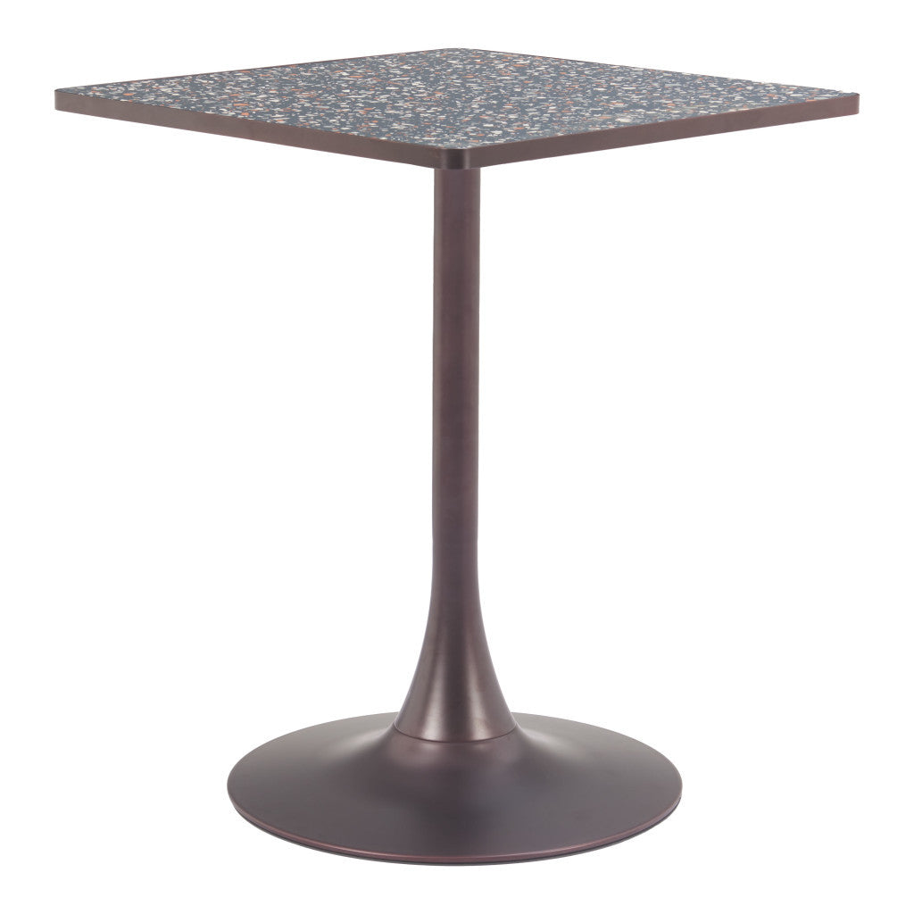 24" Black Steel Pedestal Base Square Dining Table