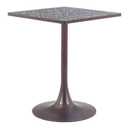 24" Black Steel Pedestal Base Square Dining Table