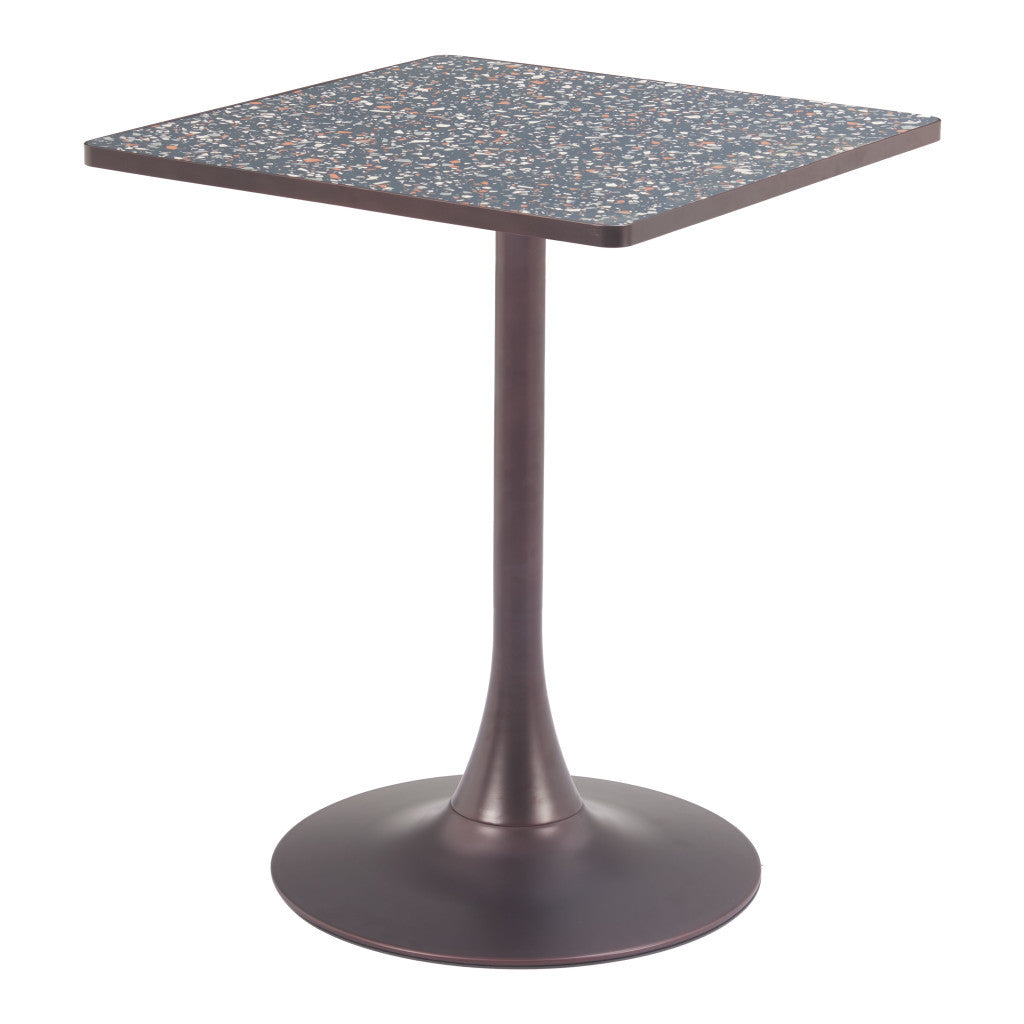 24" Black Steel Pedestal Base Square Dining Table