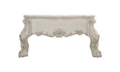 57" Bone Wood Coffee Table With Two Drawers