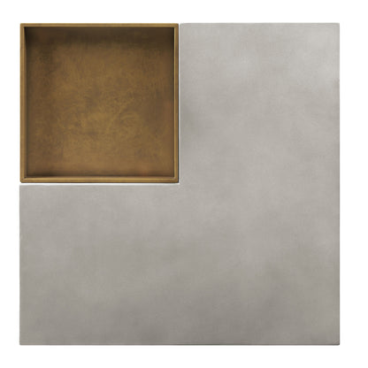 32" Gray Cement Square Distressed Pedestal Coffee Table