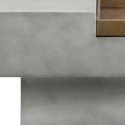 32" Gray Cement Square Distressed Pedestal Coffee Table