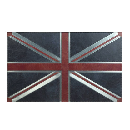 64" Silver Navy Blue And Red Union Jack Aviator Coffee Table