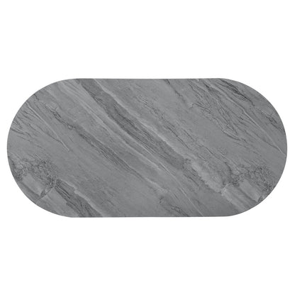47" Gray Wood and Steel Oval Coffee Table With Drawer