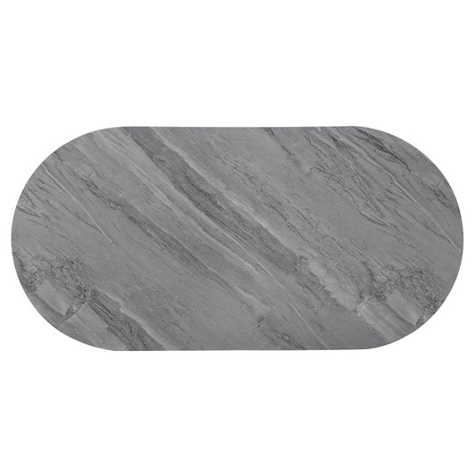 47" Gray Wood and Steel Oval Coffee Table With Drawer