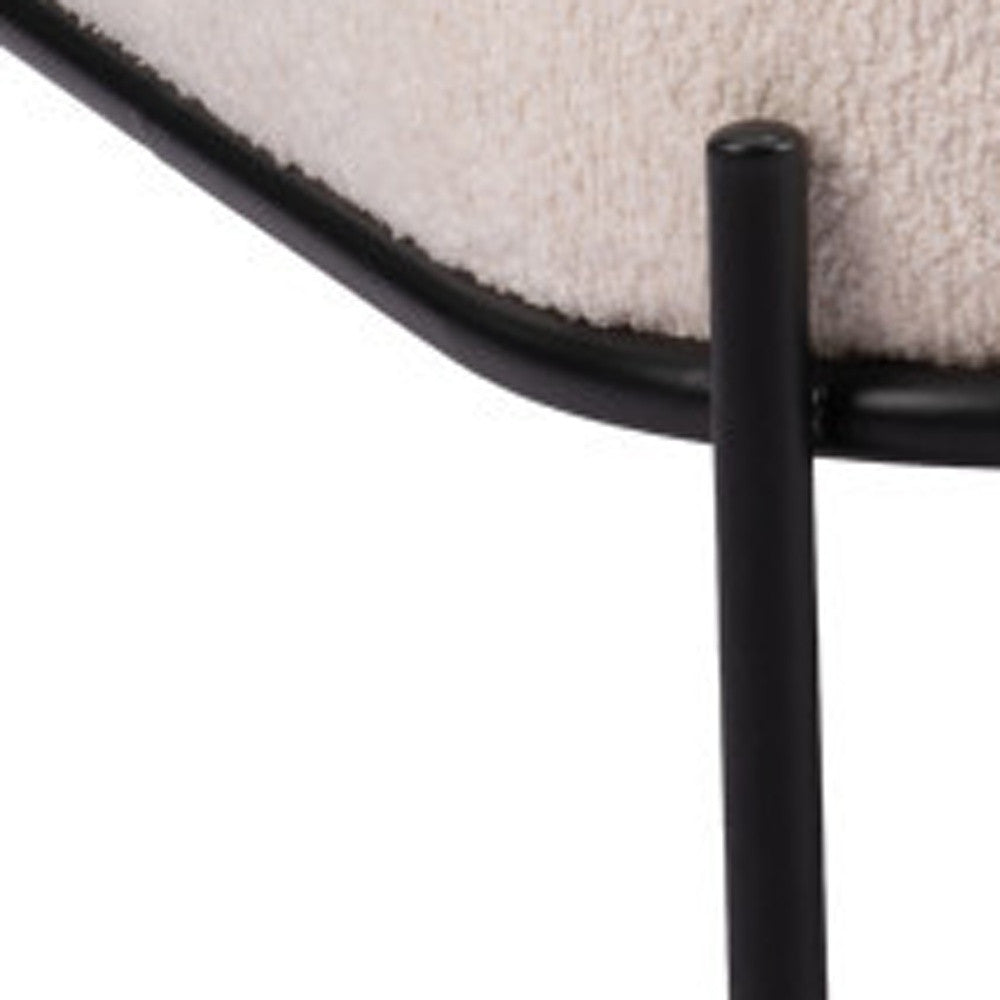 27" White And Black Sherpa And Upholstered Side Chair