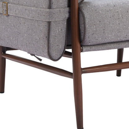 34" Gray And Brown Upholstered Arm Chair