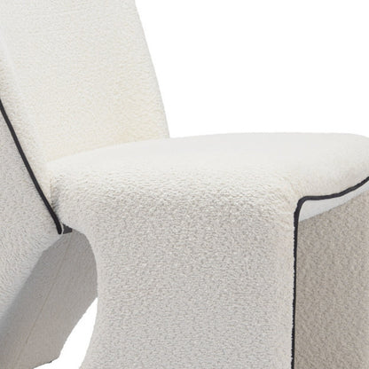 29" Ivory Faux Shearling And Upholstered Side Chair