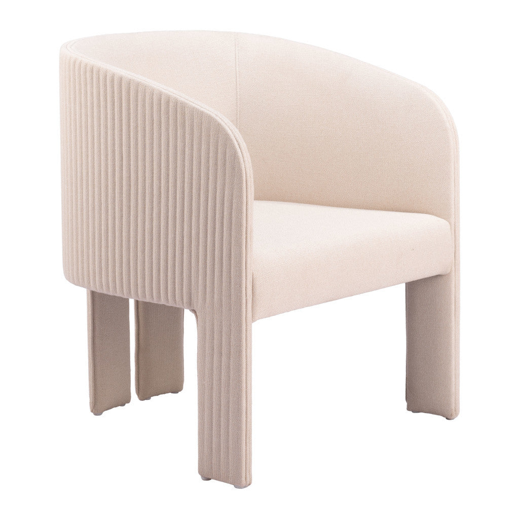 25" Beige Upholstered Arm Chair