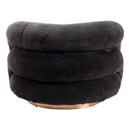 37" Black And Gold Faux Shearling And Upholstered Arm Chair