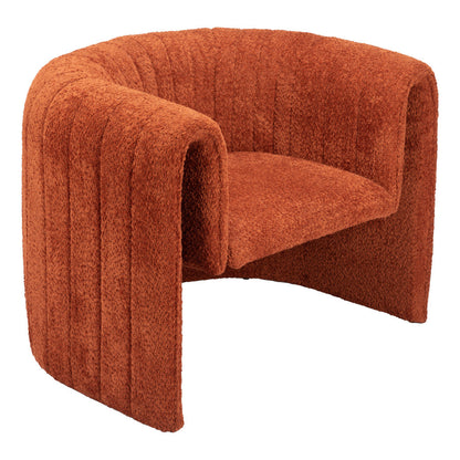 37" Burnt Orange Sherpa And Upholstered Tufted Arm Chair
