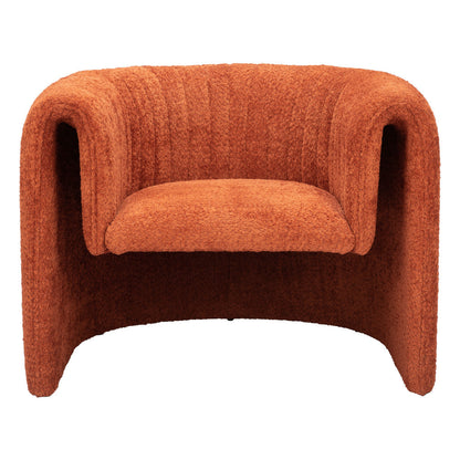 37" Burnt Orange Sherpa And Upholstered Tufted Arm Chair