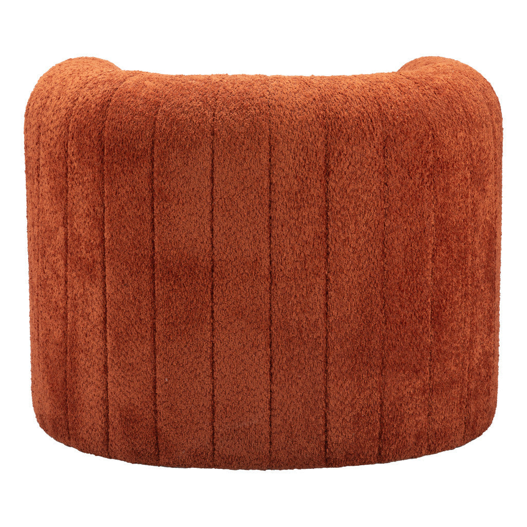 37" Burnt Orange Sherpa And Upholstered Tufted Arm Chair