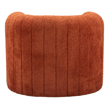 37" Burnt Orange Sherpa And Upholstered Tufted Arm Chair