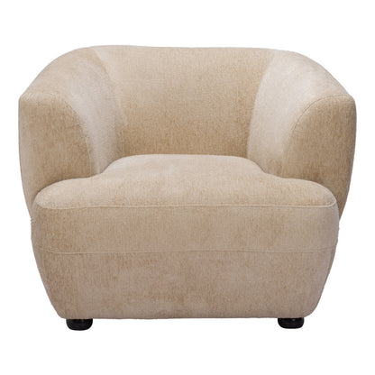 39" Beige And Black Faux Shearling And Upholstered Arm Chair