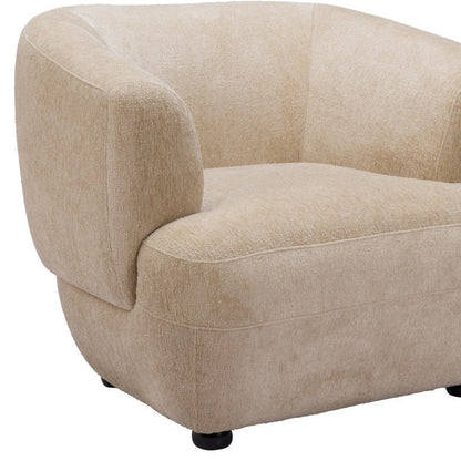 39" Beige And Black Faux Shearling And Upholstered Arm Chair
