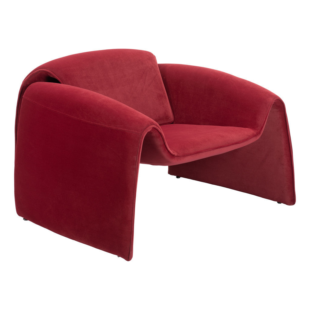 40" Red Velvet Contemporary Arm Chair