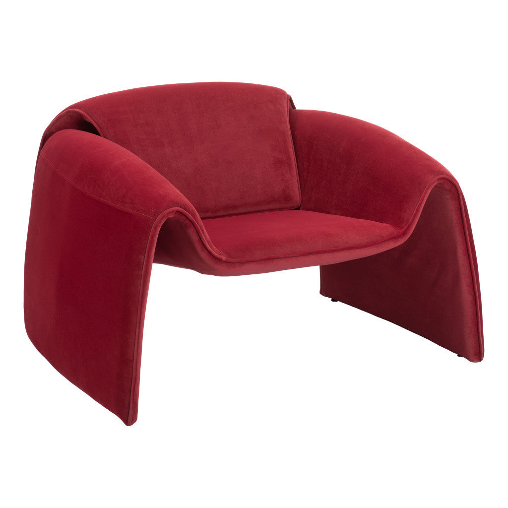 40" Red Velvet Contemporary Arm Chair