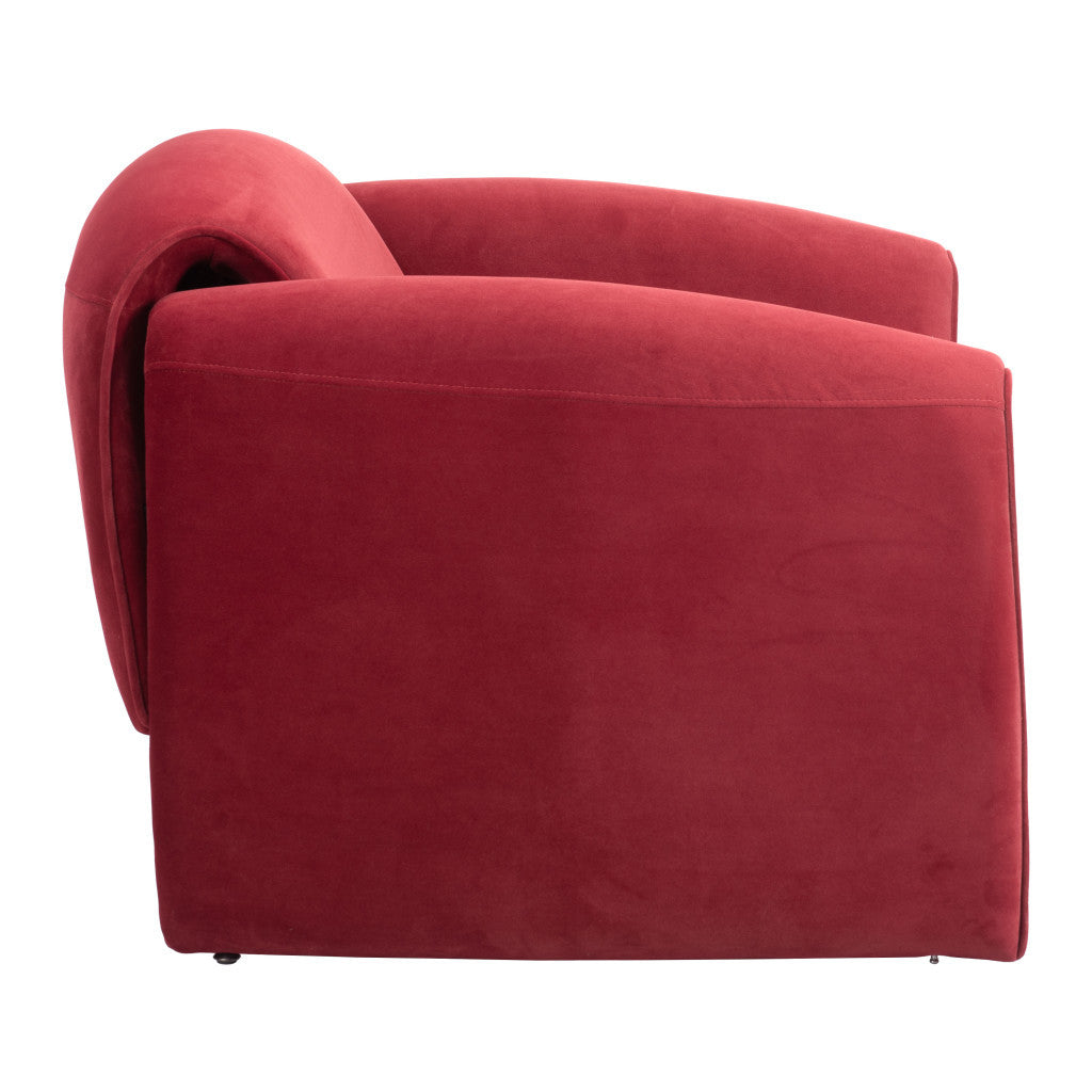 40" Red Velvet Contemporary Arm Chair