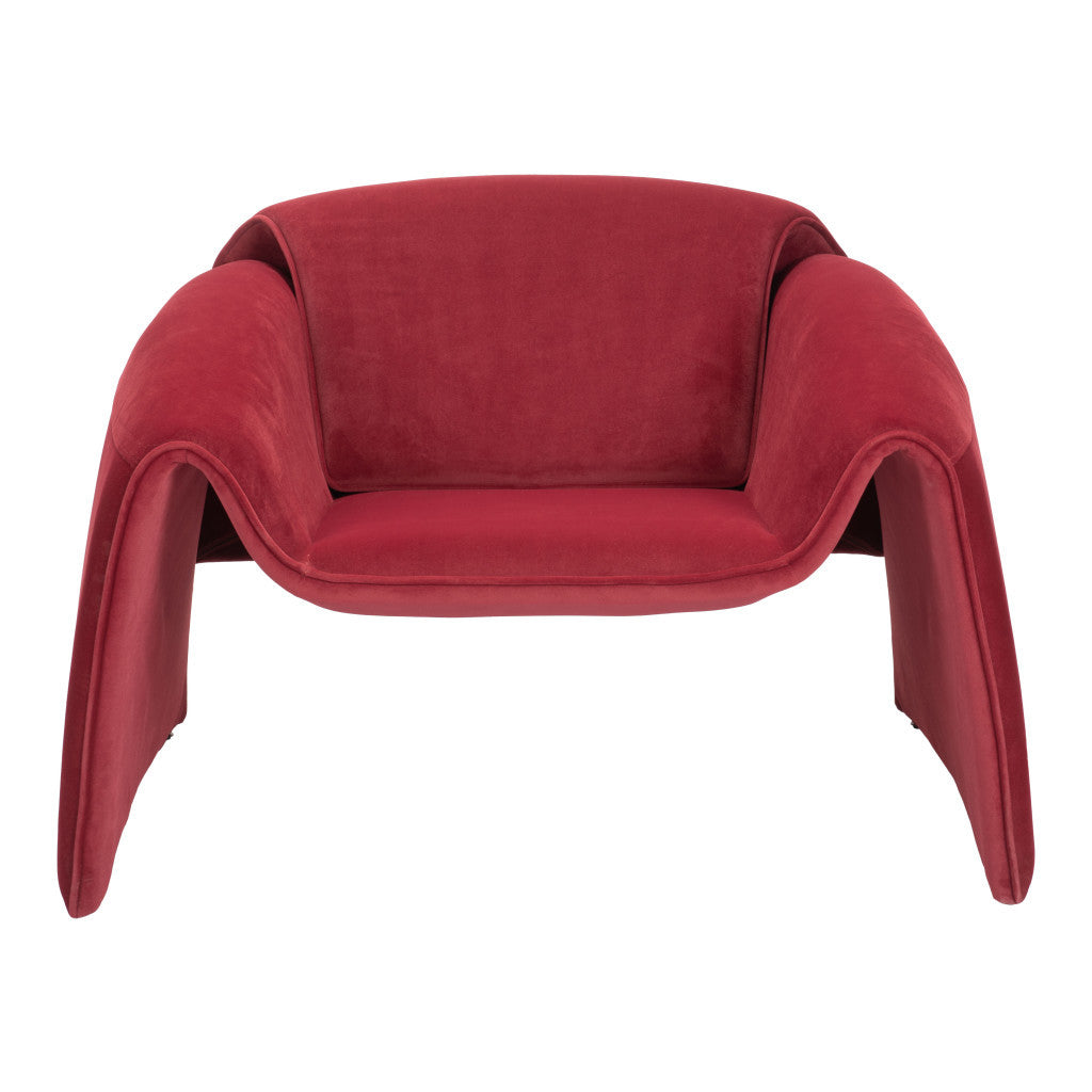 40" Red Velvet Contemporary Arm Chair