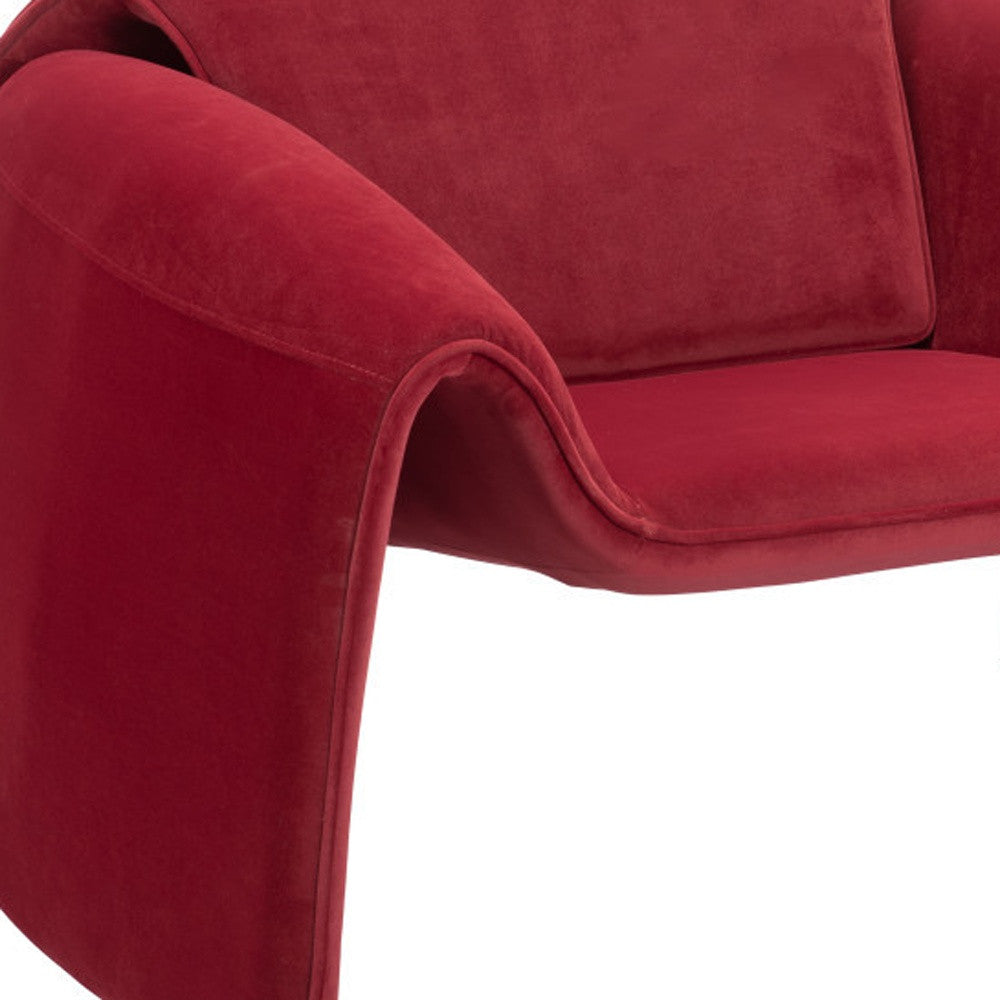40" Red Velvet Contemporary Arm Chair