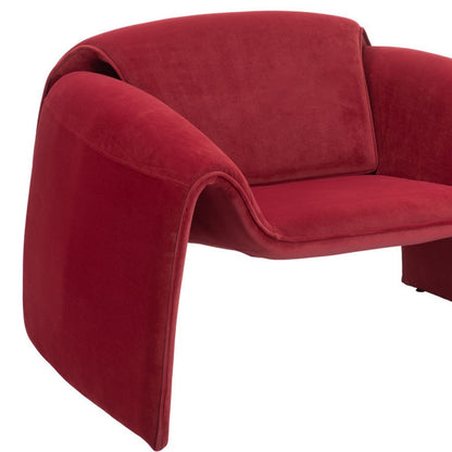 40" Red Velvet Contemporary Arm Chair