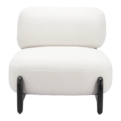 30" White And Black Sherpa And Upholstered Side Chair