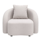 42" Beige Outdoor Accent Chair with Beige Cushions