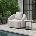 42" Beige Outdoor Accent Chair with Beige Cushions