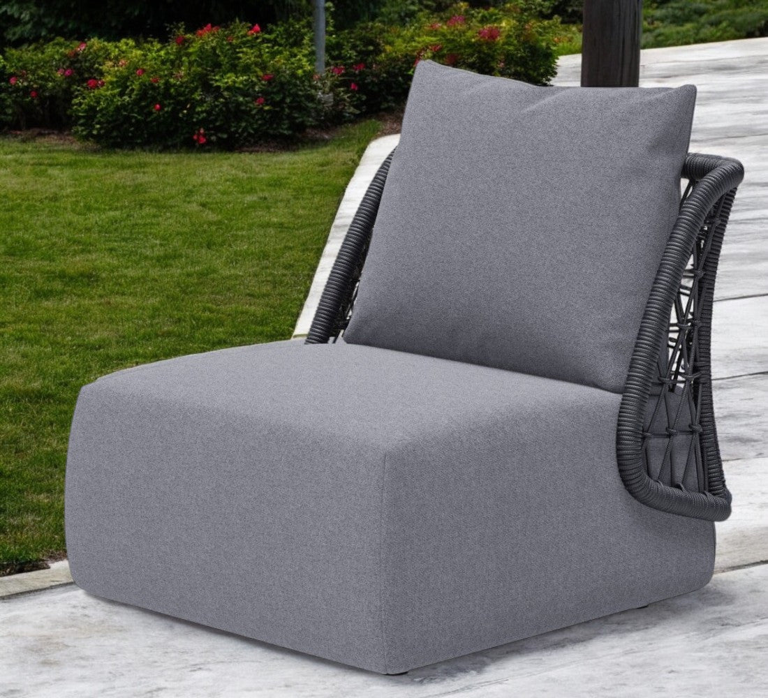 33" Gray Outdoor Accent Chair with Gray Cushions