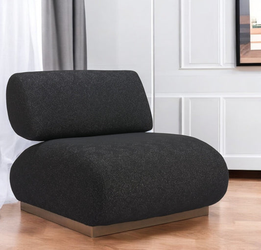 34" Black And Bronze Fabric And Upholstered Side Chair