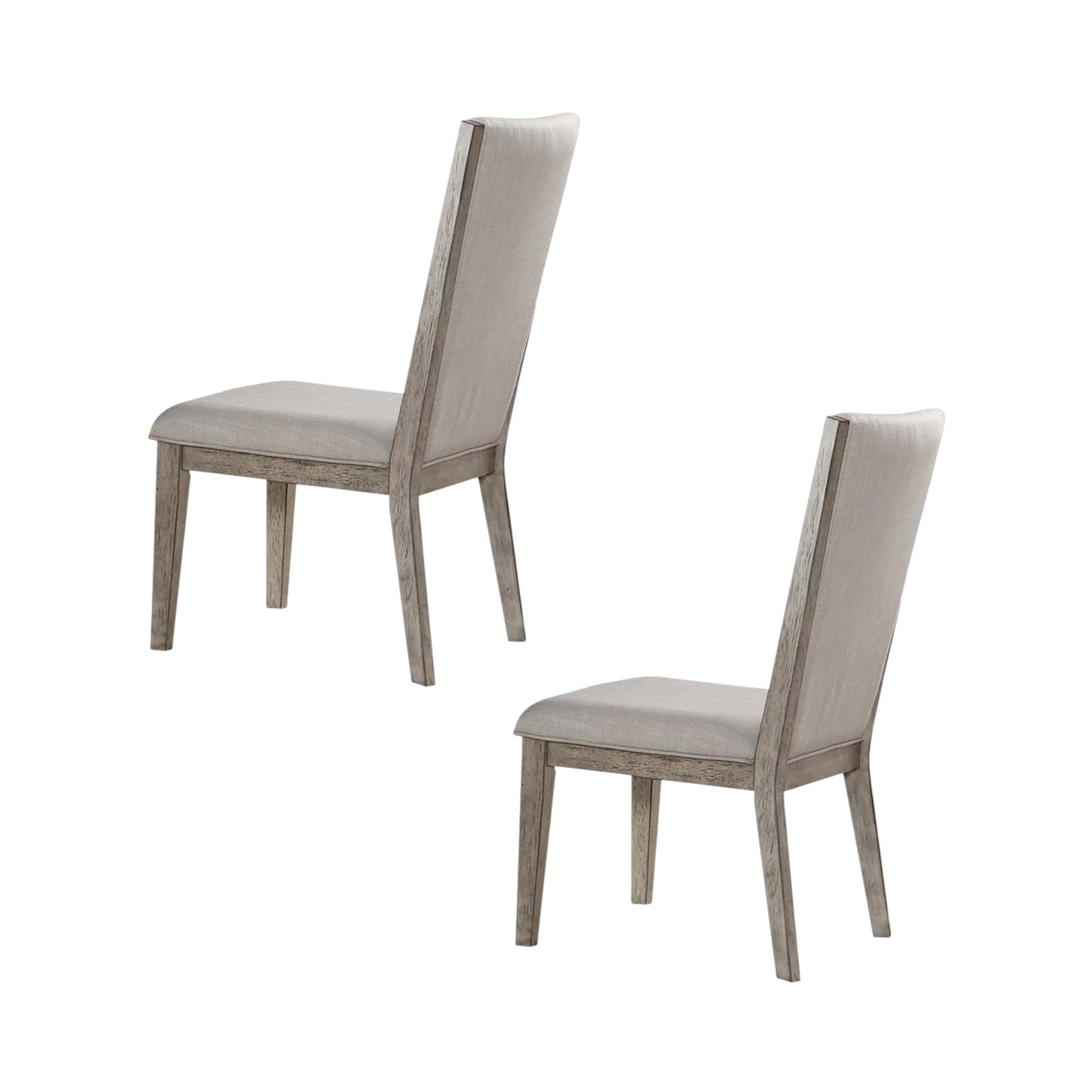 Set of Two Gray Fabric And Solid Wood Dining Side Chairs