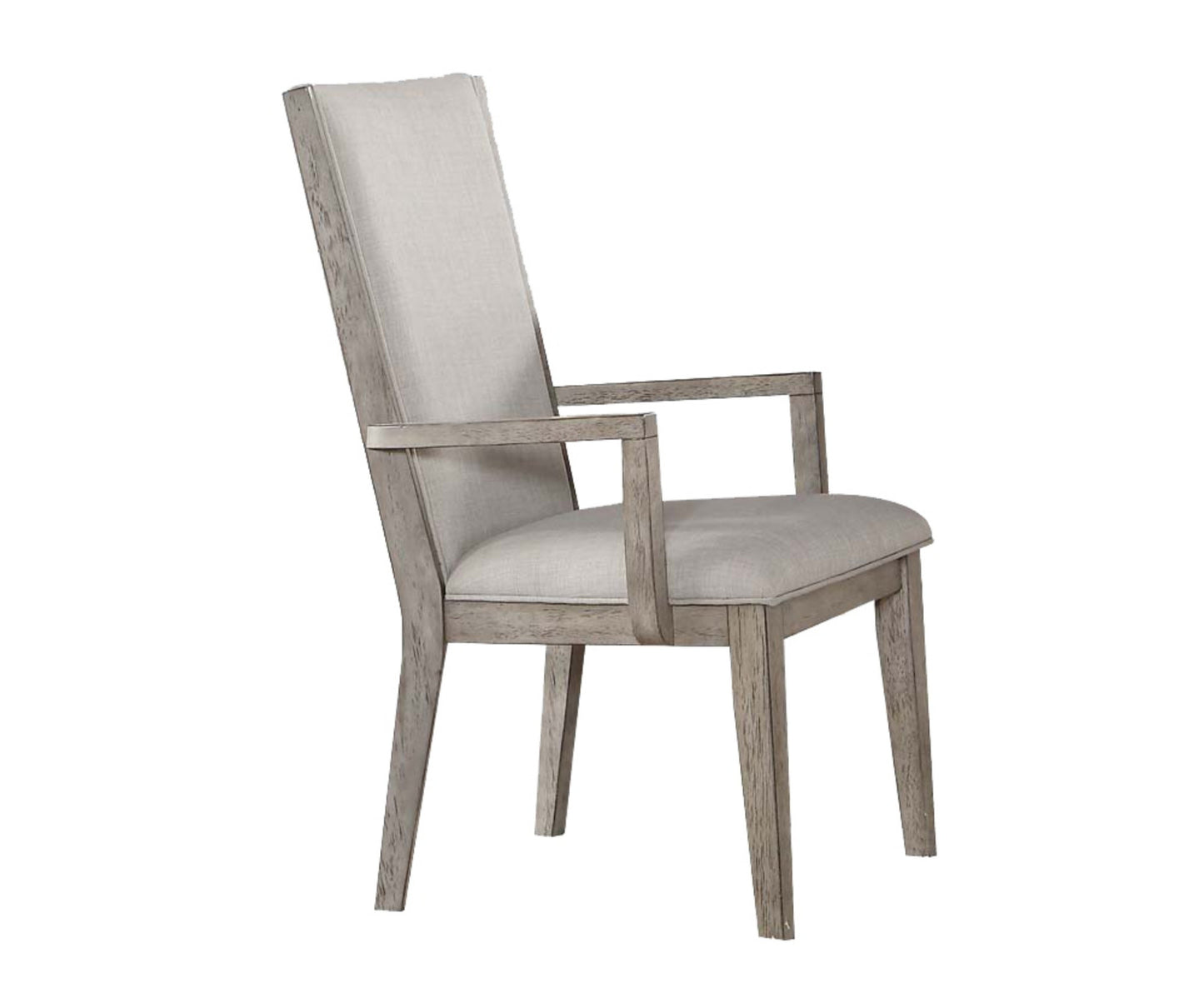 Set of Two Gray Fabric And Solid Wood Dining Arm Chairs