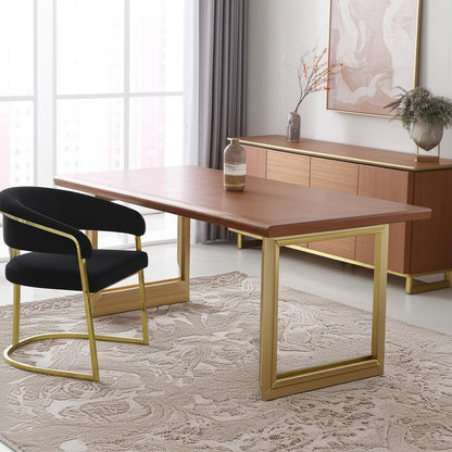 Black and Gold Upholstered Velvet Partially Open Back Dining Side Chair