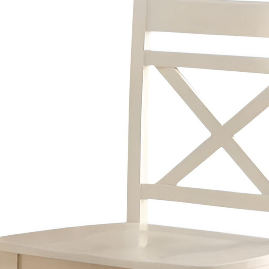 Set of Two 24" Cream Wood Counter Height Bar Chairs