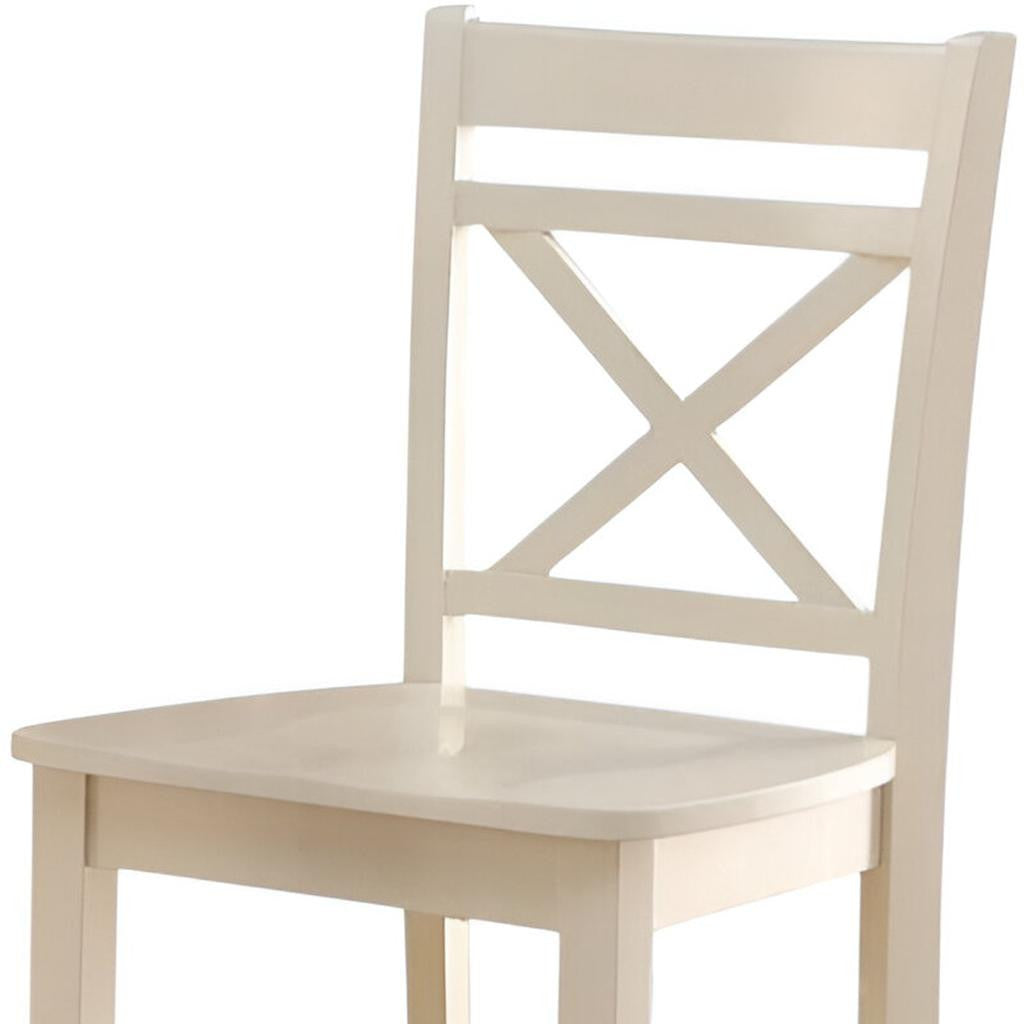Set of Two 24" Cream Wood Counter Height Bar Chairs