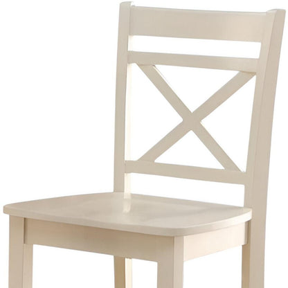 Set of Two 24" Cream Wood Counter Height Bar Chairs