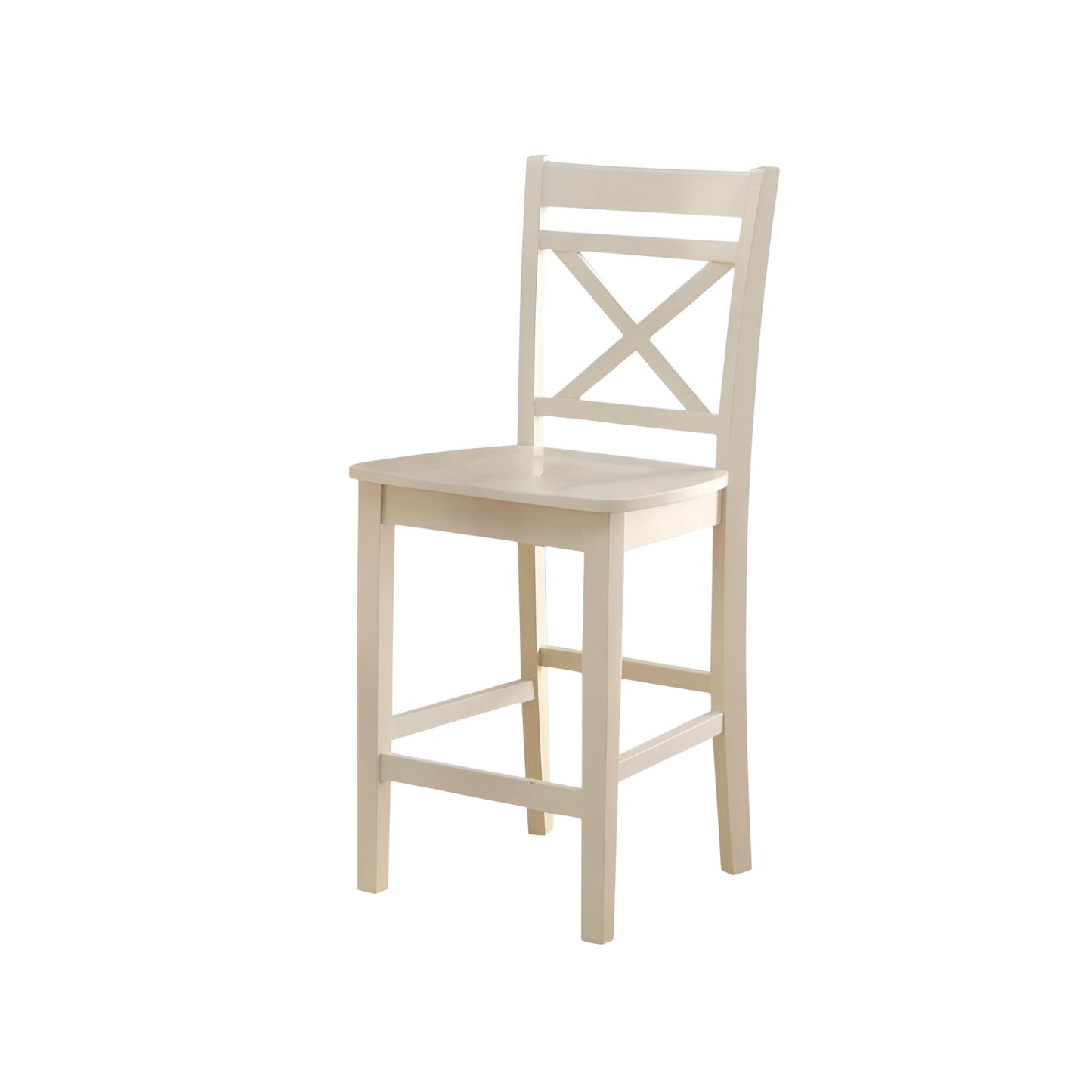 Set of Two 24" Cream Wood Counter Height Bar Chairs