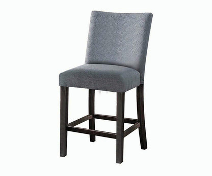 Set of Two 25" Gray and Espresso Fabric and Solid Wood Counter Height Bar Chairs
