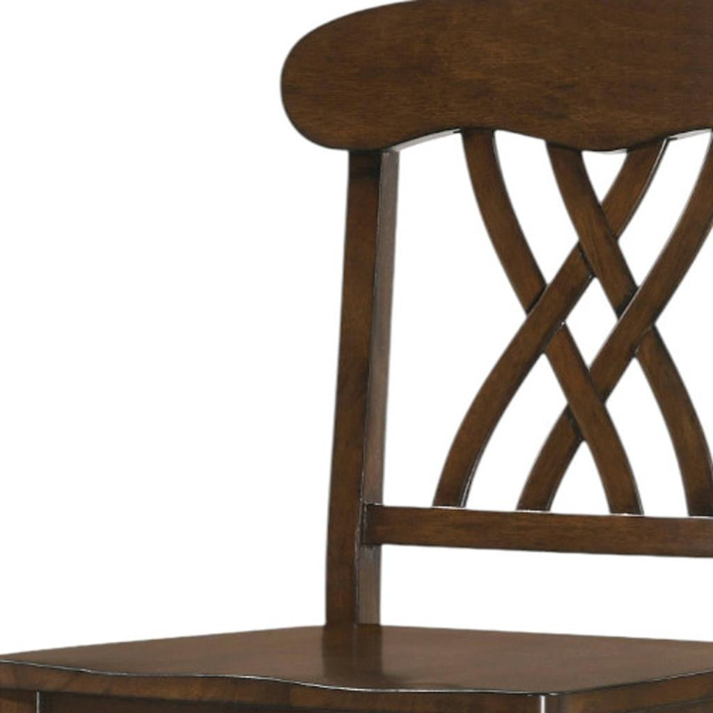 Set of Two 24" Walnut Solid Wood Counter Height Bar Chairs