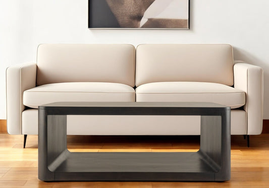 48" Walnut Solid Wood Floor Shelf Coffee Table With Shelf