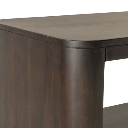 48" Walnut Solid Wood Floor Shelf Coffee Table With Shelf