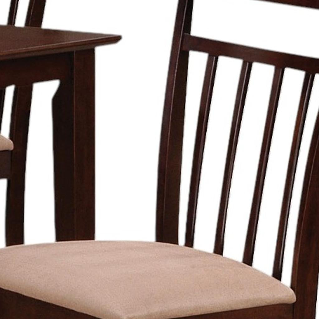 Five Piece Espresso Wood Dining Set with Four Chairs