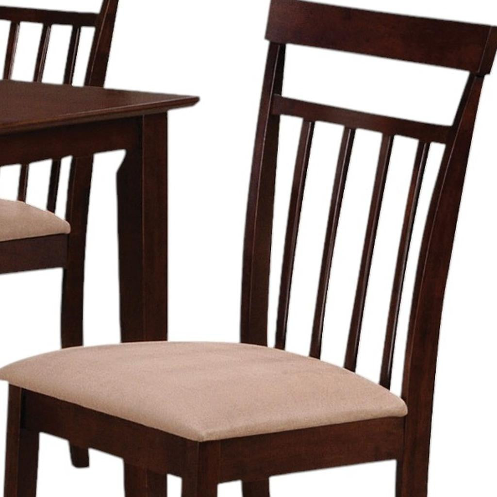 Five Piece Espresso Wood Dining Set with Four Chairs