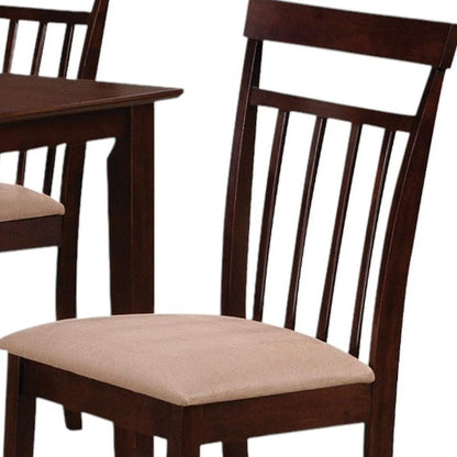 Five Piece Espresso Wood Dining Set with Four Chairs