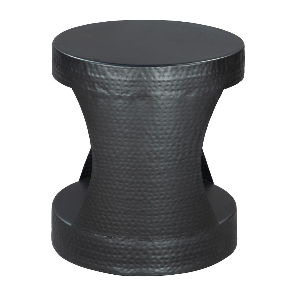 20" Black Iron Round Floor Shelf End Table