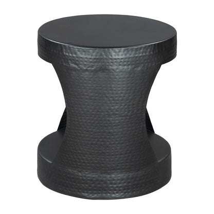 20" Black Iron Round Floor Shelf End Table
