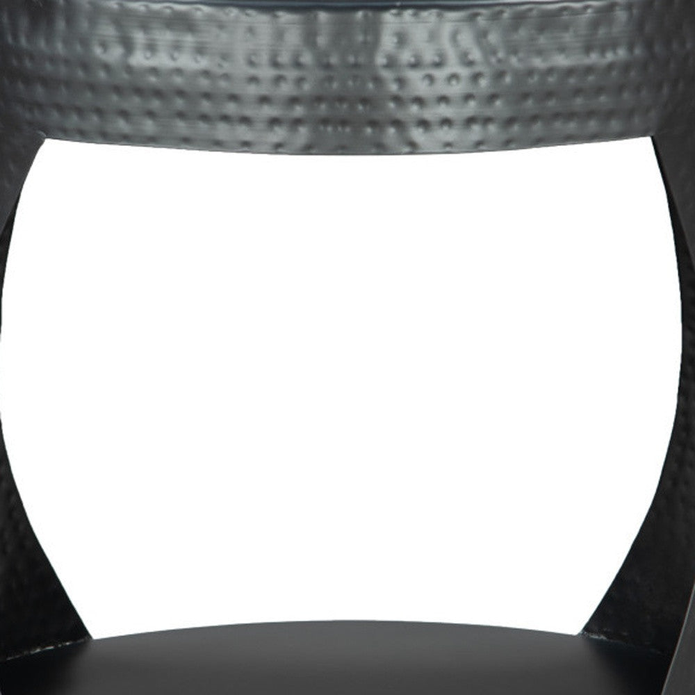 20" Black Iron Round Floor Shelf End Table