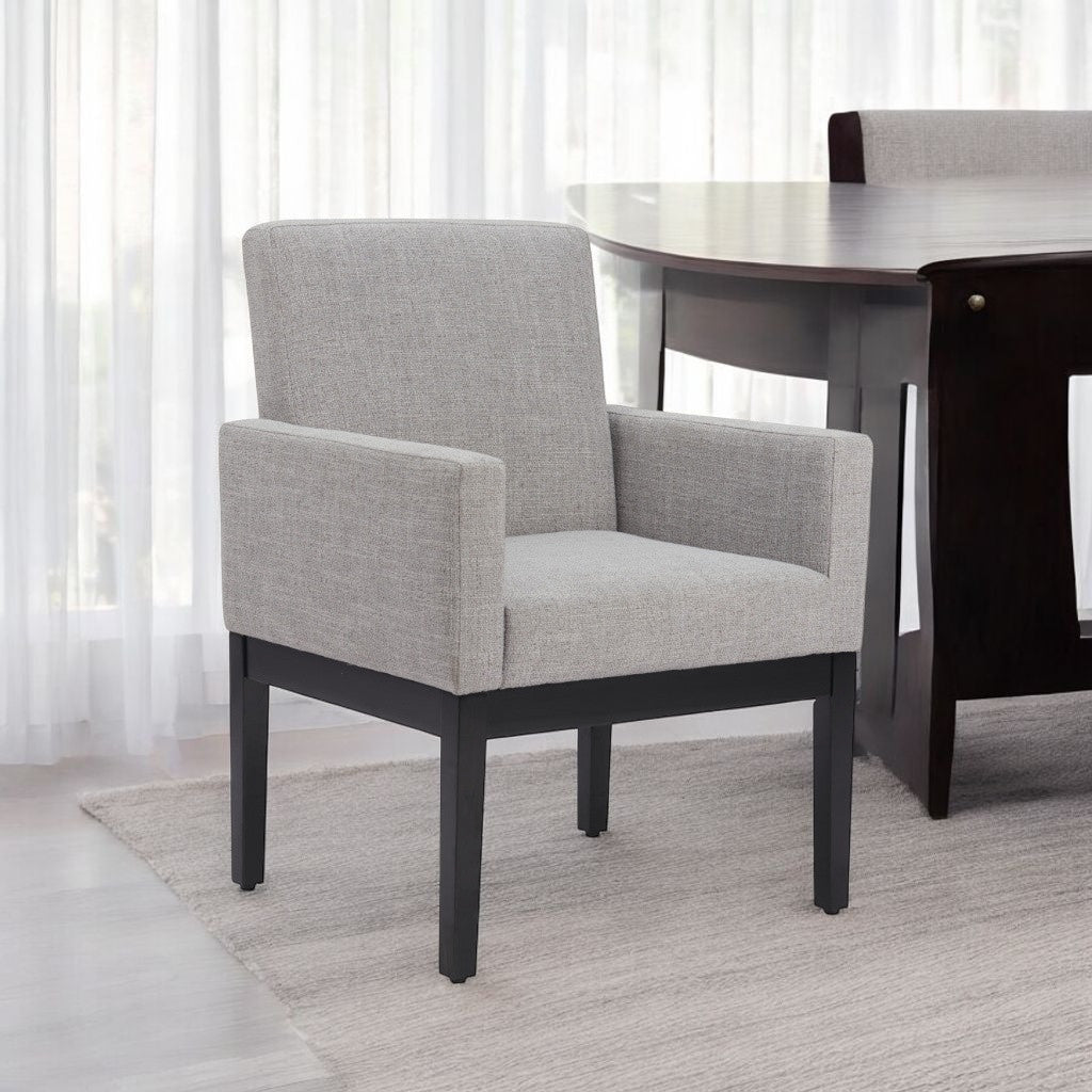 Gray and Black Upholstered Fabric Dining Arm Chair